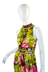 1970s Emilio Pucci Pink Pop Maxi Dress
