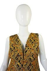 1960s Metallic Gold Brocade Sculpted Mini Dress