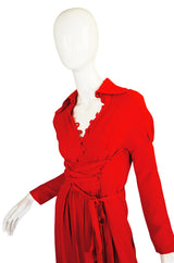 1970s Red Moss Crepe Corset Ossie Clark