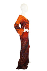 1990s Beaded Ombre Silk Chiffon Gown