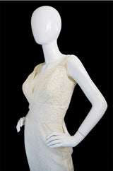1950s White Lace Vixen Wiggle Dress