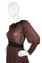 1970s Rare Silk & Suede Jean Muir Dress