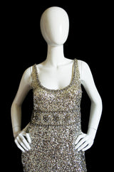 1950s Heavily Beaded & Sequined Gown