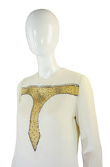 1960s Rhinestone Detail Teal Traina Dress