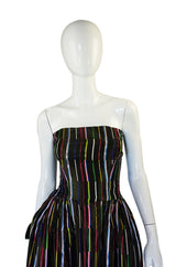 1930s Strapless Silk Taffeta Peplum Gown
