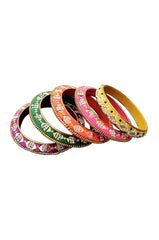 Group of Five Inlaid Bangles circa 1960