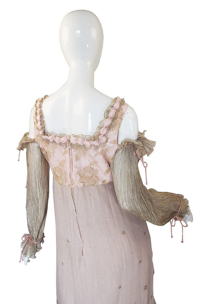 1970s Zandra Rhodes Hand Painted Silk Gown