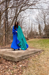 1971 Halston Couture Royal Blue Liquid Silk Bias Cut Caftan Maxi Dress