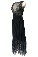 1970s Balestra Roma Alta Moda Haute Couture Silk Chiffon & Fused Glitter Dress