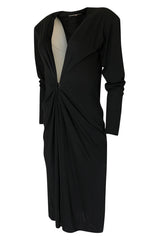 F/W 1985 Yves Saint Laurent Ad Campaign Black Jersey Plunge Dress