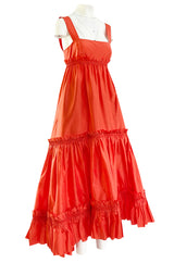 Resort 2008 Oscar de la Renta Look 56 Bright Coral Silk Full & Open Tiered Runway Dress