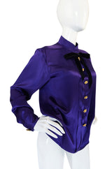 Circa 1988 Yves Saint Laurent Silk Satin Purple Top