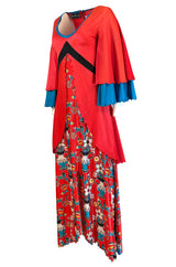 1971 Giorgio Sant' Angelo Medieval Collection Printed Jersey Dress