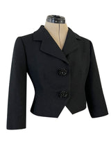 Fall 1959 Cristobal Balenciaga Haute Couture Black Jacket w Incredible Beaded Buttons