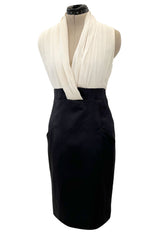 Classic Fall 2000 Chanel by Karl Lagerfeld Haute Couture Pleated Top & Black Silk Dress