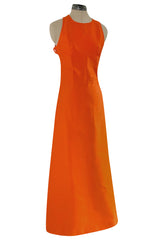Incredible Spring 1970 Andre Courreges Cross Strap Backless Bright Sculpted Orange Dress