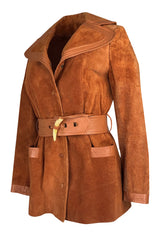 1970s Giorgio Sant'Angelo Orange Colored Suede & Leather Jacket