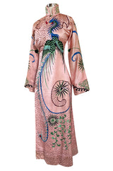 Rare Antique / 1920s Hand Embroidered & Sequinned Pink Silk Cheongsam Textile Example Dress