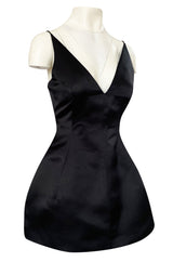 Fall 2014 Christian Dior by Raf Simons Micro Mini Black Silk Satin Dress