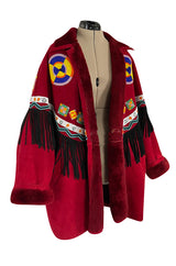 Highly Documented Fall 1991 Isaac Mizrahi Custom Native American Inspired Beaded Sheepskin Coat