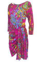 Spring 1991 Yves Saint Laurent Runway & Ad Campaign Printed Draped Dress