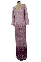 Chic 1968 Pierre Cardin Haute Couture Dress w Graduated Hand Made Purple Guipure Crochet Lace
