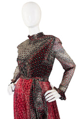 1970s Silk Chiffon Mollie Parnis Dress