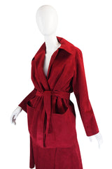 Custom Larger 1972 Red Ultrasuede Halston Suit