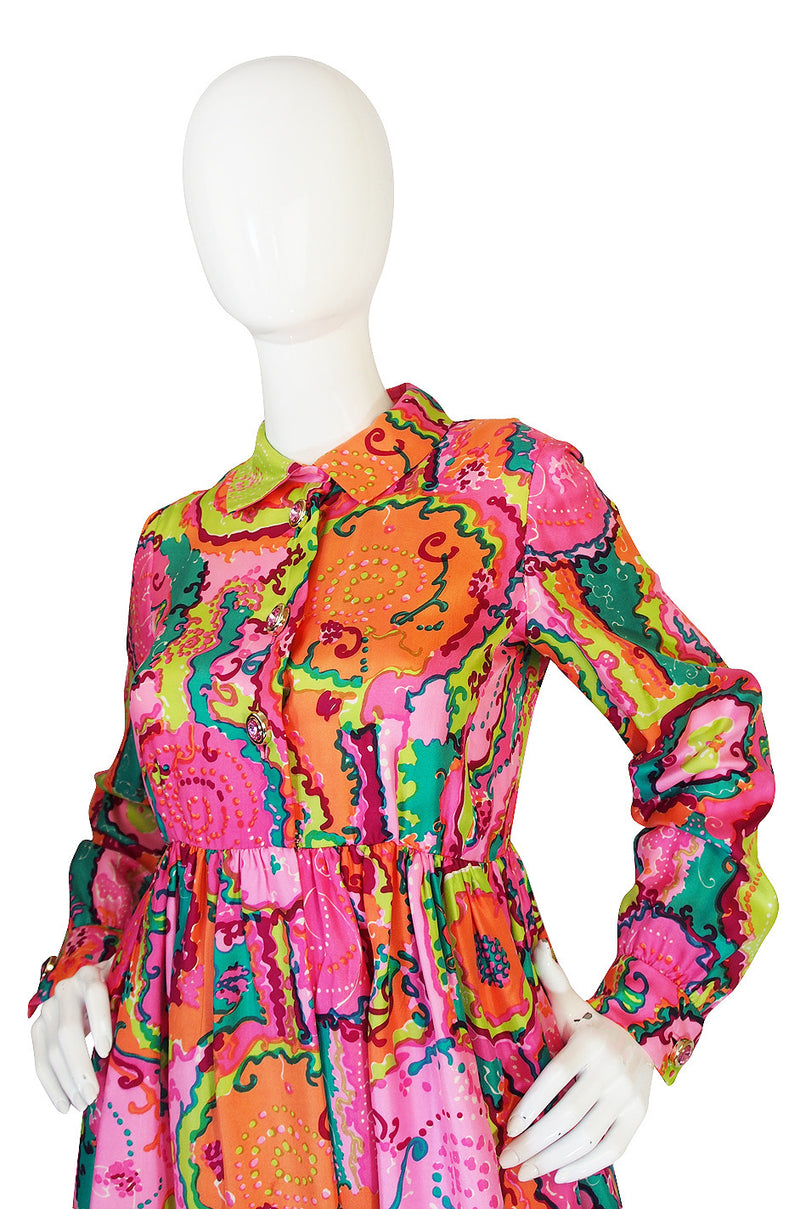 1960s Bright Pink Malcolm Starr Silk Twill Dress
