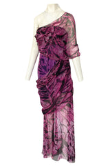 Fall 2000 Chanel by Karl Lagerfeld Runway One Shoulder Silk Chiffon Dress