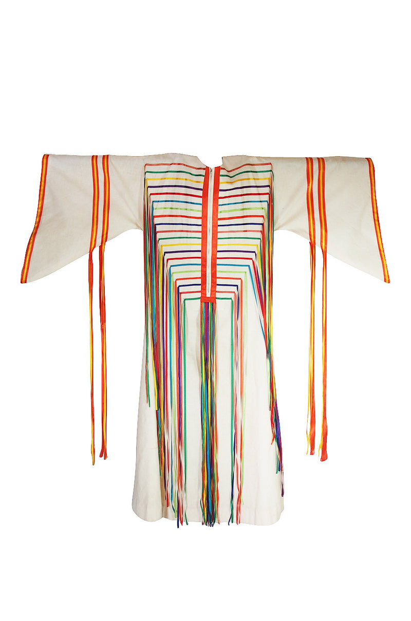 1960s Josefa Mexico Rainbow Ribbon Caftan