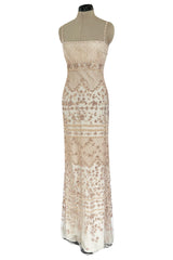 Spectacular Resort 2014 Valentino Fully Beaded Pale Pinky Nude Silk & Net Dress
