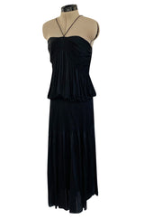 Spring 2004 Chloe By Phoebe Philo Black Slinky Nylon Jersey Runway Halter Dress