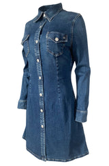 2015 Alexa Chung for AG "The Pixie" Denim Snap Front Mini Dress