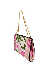 1960s Emilio Pucci Prettiest Soft Pink Floral Silk & Gold Chain Bag