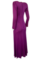 1972 Bob Mackie Ray Aghayan Purple Jersey Dress w Macrame