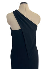Gorgeous Fall 1998 Chanel by Karl Lagerfeld Runway Black Crepe One Shoulder Dress