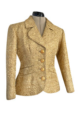 Fall 1977 or Fall 1980 Ady Couture Lausanne Yves Saint Laurent Haute Couture Copy Gold Metallic Thread Jacket