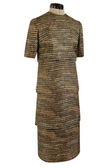 Elegant 1960s Madame Gres Haute Couture Printed & Tiered Silk Day Dress