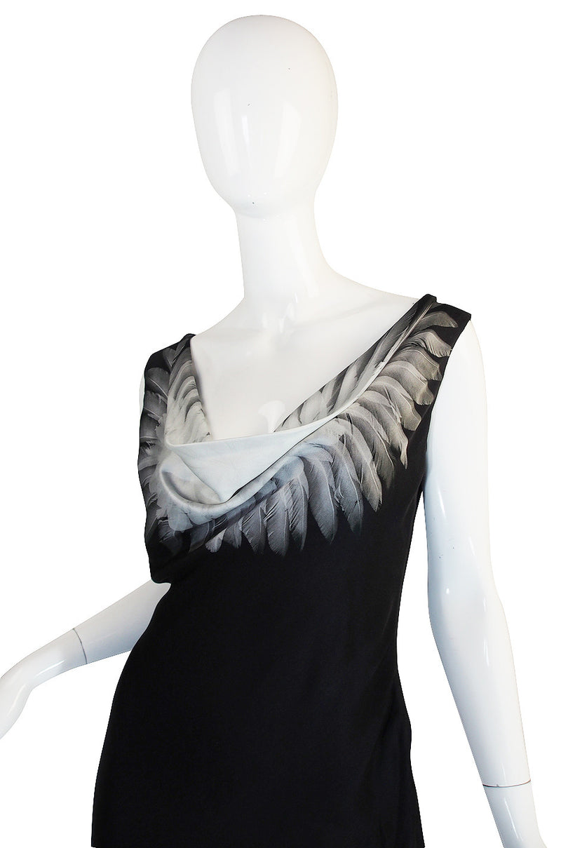 S/S 2009 Alexander McQueen Feather Print Silk Dress