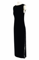 1980s Unlabeled Chanel Haute Couture Black Velvet Tabard w Silk Chiffon & Lace Under Skirt