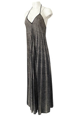 Spring 1976 Missoni Black & White Dot Print Liquid Jersey Plunge Bare Back Dress