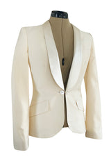 Immaculately Tailored 2003 Alexander McQueen Ivory Jacket w Silk Satin Lapels
