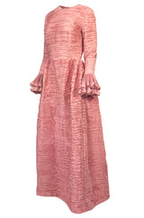 1960s Sybil Connolly Couture 'Non Chalance' Pink Pleated Linen Dress