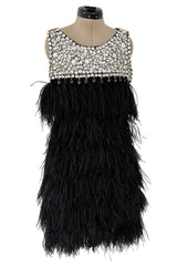 Gorgeous Fall 2010 Loris Azzaro by Vanessa Seward Runway Ostrich Feather & Huge Crystal Dress