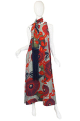1930s Exceptional Deco Silk Print Dress & Scarf