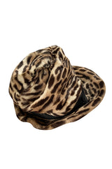 Rare c. 1963 Lilly Dache Leopard Print Fur Slouchy Fedora Hat