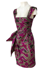 Resort 1983 Yves Saint Laurent Printed Cotton Hip Swag Sarong Dress