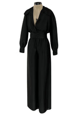 Chic Fall 1972 Christian Dior by Marc Bohan Haute Couture Black Silk Pant Set