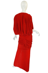 1980s Red Jersey Norma Kamali Multi Wear Dress Set